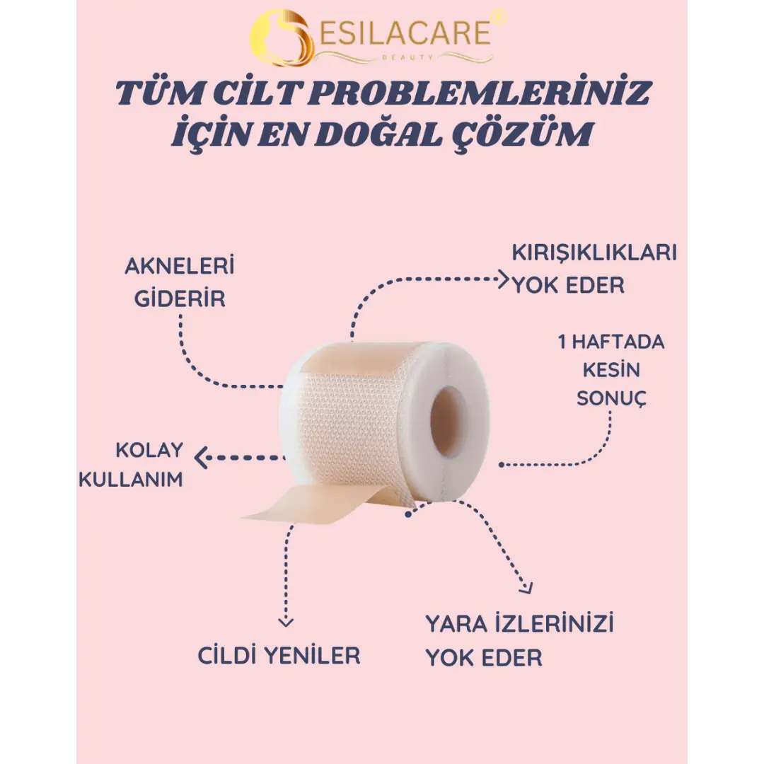 EsilaCare™ Medikal Silikonlu Kolajen Bandı | Kırışıklık ve Yara İzi Bakım Bandı 4 cm x 1,5 m