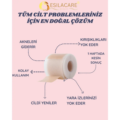 EsilaCare™ Medikal Silikonlu Kolajen Bandı | Kırışıklık ve Yara İzi Bakım Bandı 4 cm x 1,5 m