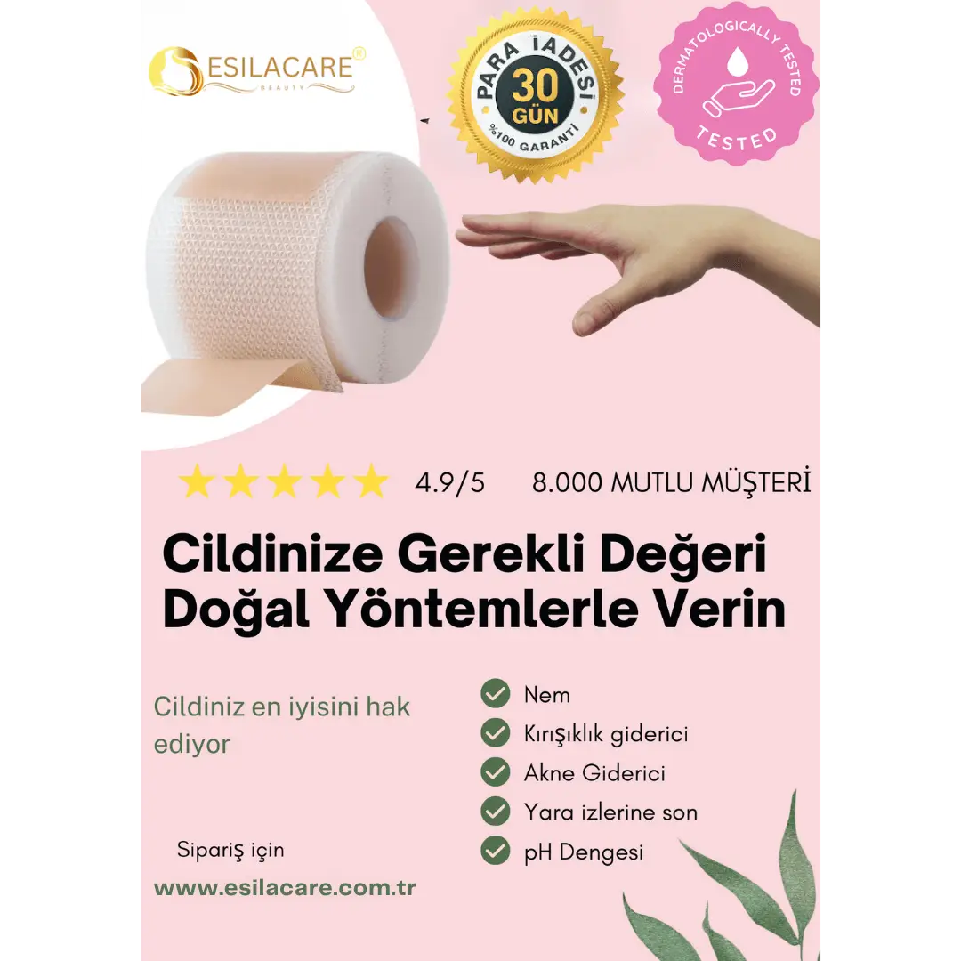 EsilaCare™ Medikal Silikonlu Kolajen Bandı | Kırışıklık ve Yara İzi Bakım Bandı 4 cm x 1,5 m