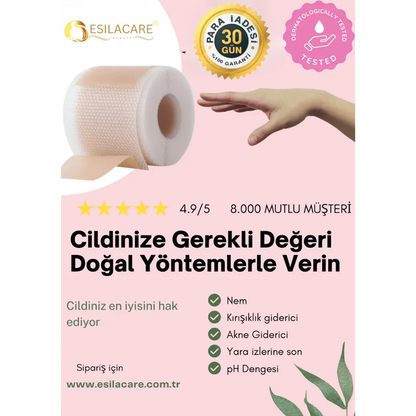 EsilaCare™ Medikal Silikonlu Kolajen Bandı | Kırışıklık ve Yara İzi Bakım Bandı 4 cm x 1,5 m