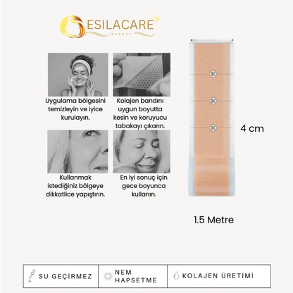 EsilaCare™ Medikal Silikonlu Kolajen Bandı | Kırışıklık ve Yara İzi Bakım Bandı 4 cm x 1,5 m