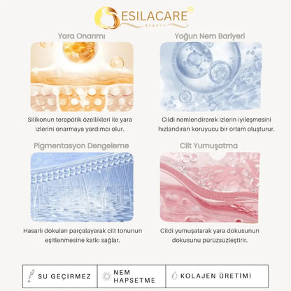 EsilaCare™ Medikal Silikonlu Kolajen Bandı | Kırışıklık ve Yara İzi Bakım Bandı 4 cm x 1,5 m