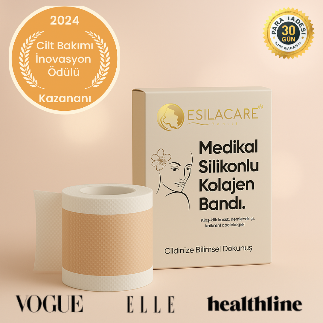 EsilaCare™ Medikal Silikonlu Kolajen Bandı | Kırışıklık ve Yara İzi Bakım Bandı 4 cm x 1,5 m