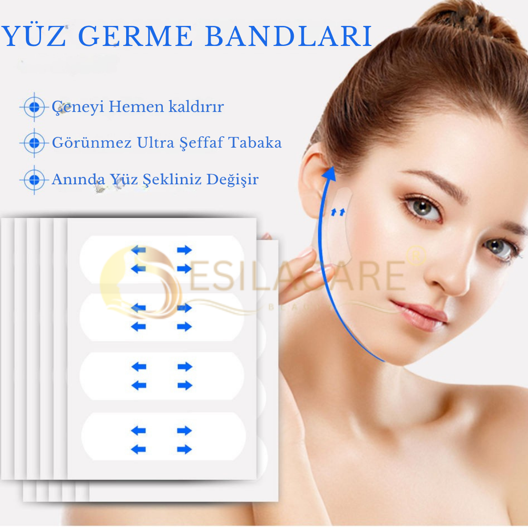 EsilaCare™ Ultra Şeffaf Yüz Germe Bandı | Çift Çene ve Sarkık Cilt İçin Görünmez Lifting Bandı